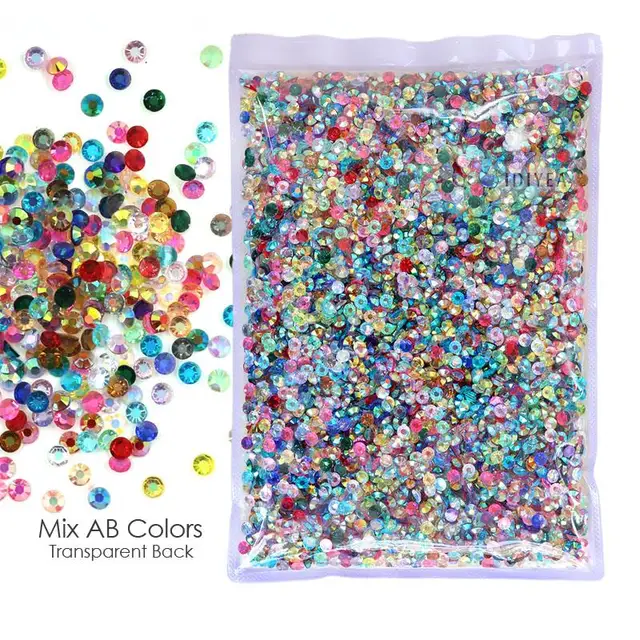 Big Package 2-6mm Mix Sizes Resin Non Hot Fix Rhinestones Bulk Wholesale AB flat back plastic crystals DIY glitters стразы stone TB-Mix AB Colors