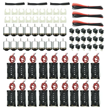 18 Set DC Motors Kit: Mini Electric Hobby Motor with Battery Holder