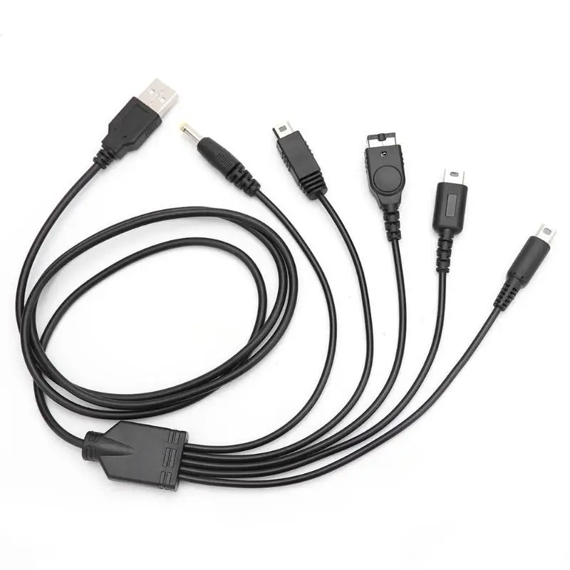 Прочный USB кабель для зарядного устройства Классический Тонкий 1,2 м 5 в 1 usb кабель для зарядки, шнур подходит для Kind NEW 3DS XL NDSLite NDSI LL