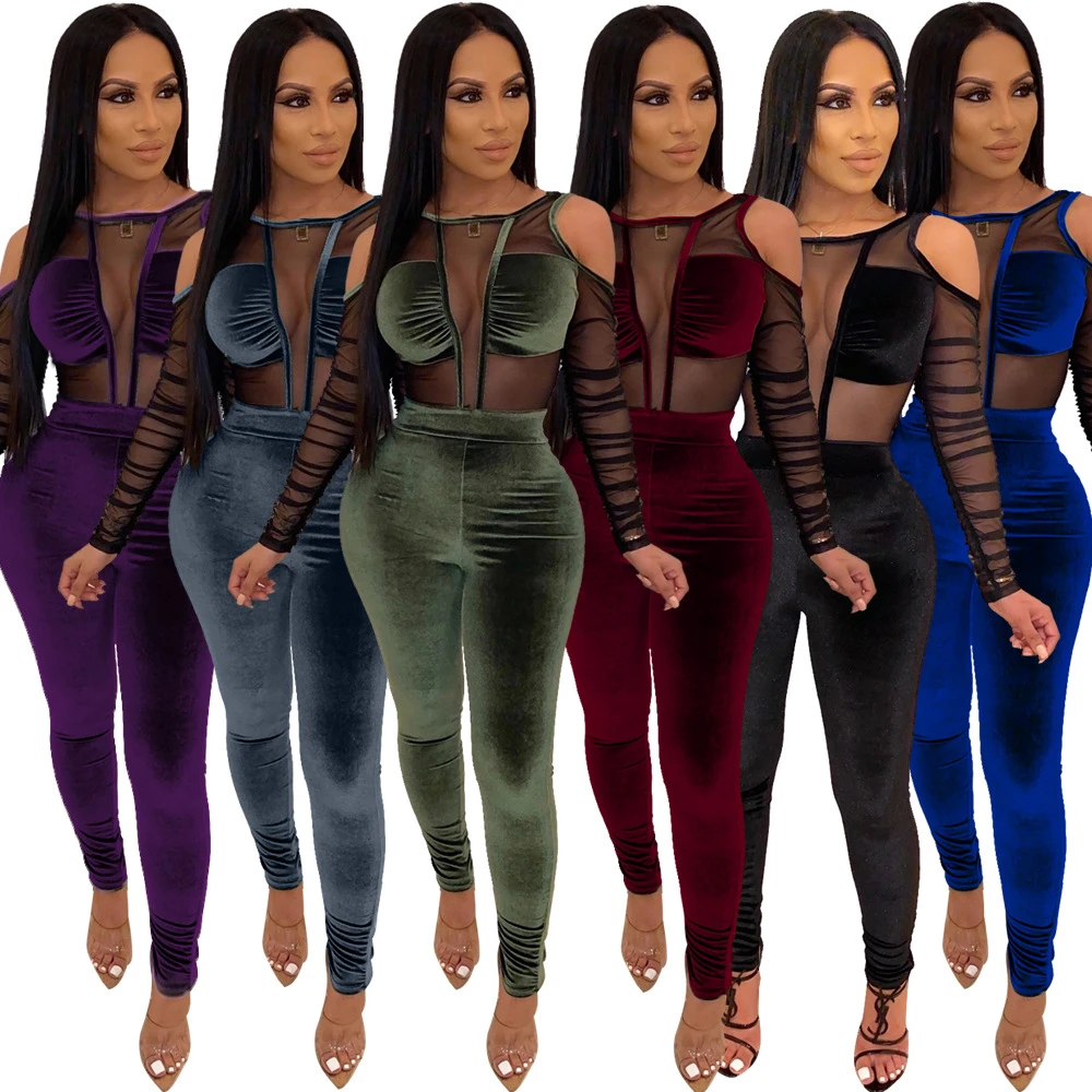 velvet bodycon jumpsuit