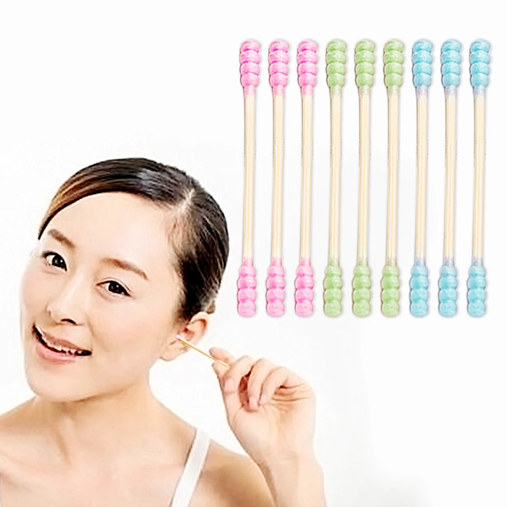 

500pcs Disposable Bamboo Sticks Double-headed Cotton Swabs Women Makeup Cotton Buds for Nose Ears Cleaning Personal Care Tools