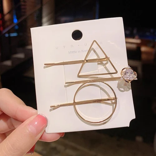 3pcs Triangle 2-4 шт./компл. модные ювелирные изделия из сплава с геометрическим рисунком Заколки для волос для Для женщин девочек заколки для волос заколка со стразами повязки для волос аксессуары для волос комплект - Цвет: 3pcs Triangle