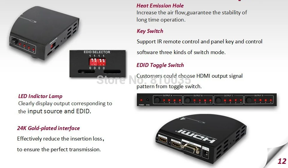 4K HDMI матричный коммутатор сплиттер 4 в 4 Выход HDMI1.4V 3D, 4 к X 2 к/30 Гц с EDID и RS232