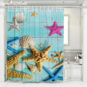 

Waterproof Shower Curtains for Bathroom Home Decor Polyester Fabric Shower Curtains 3D Starfish Multi-size Beach Shower Curtains