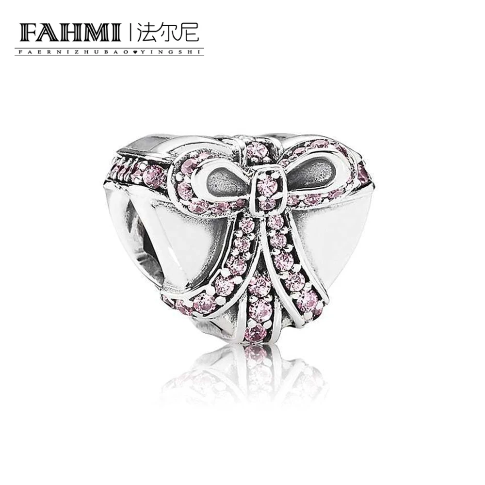 FAHMI 100% 1:1 Серебряный Настоящее серебряное очарование с розовым фианитом браслет