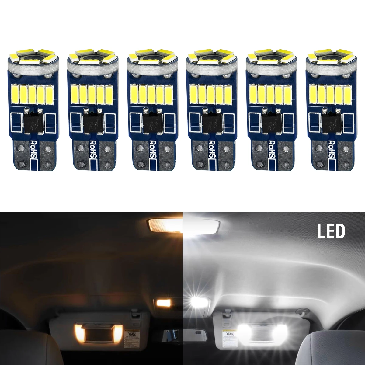 

6 Pcs T10 Led Car Interior Bulbs White 194 For Renault Megane 2 3 Duster Logan Clio Laguna 2 Kangoo Scenic Fluence Koleos Captur