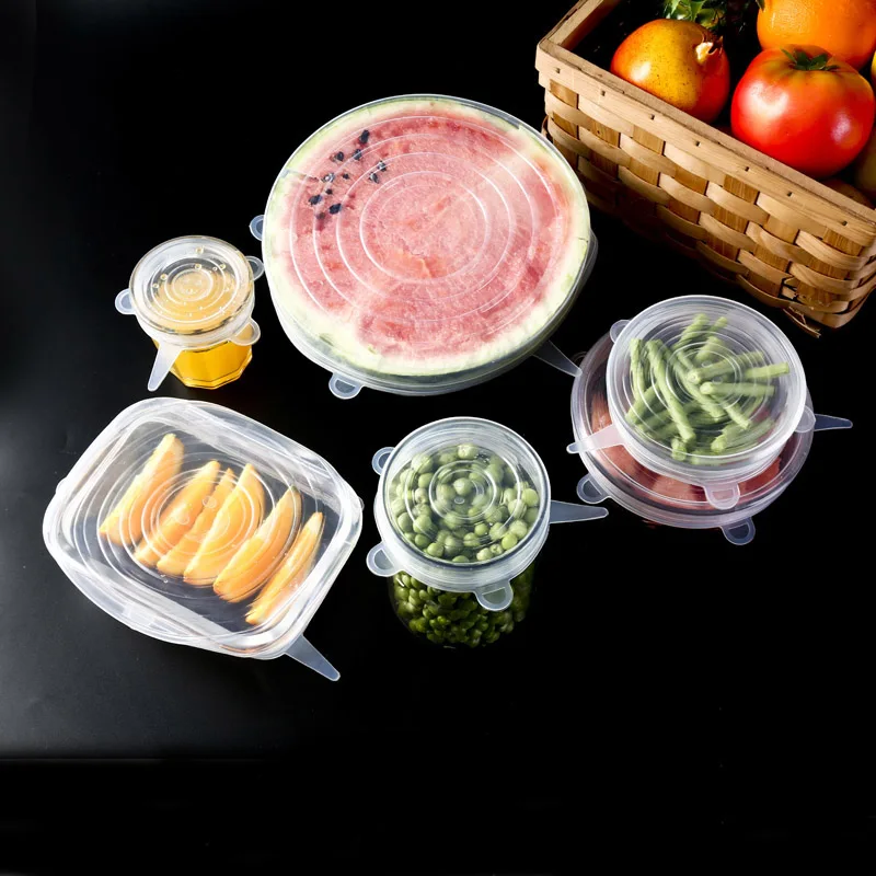 

6pcs Silicone Cover Stretch Lids Reusable Airtight Food Wrap Covers Seal Bowl Stretchy Wrap Cover Keeping Fresh Kitchen Cookware