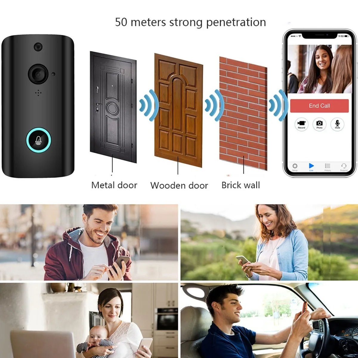 M9 Smart WiFi Video Doorbell Camera Visual Intercom With Chime Night vision IP Door Bell Wireless Home Security Camera