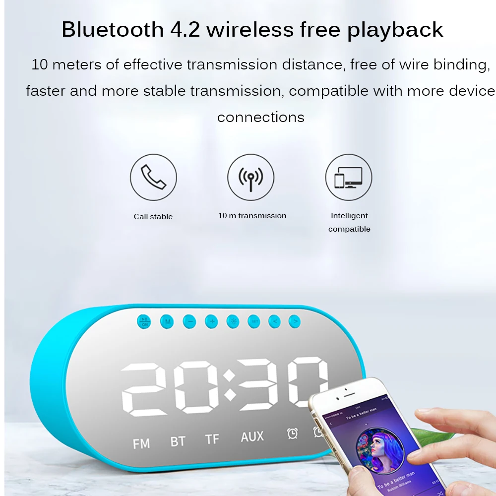 Портативный Bluetooth динамик супер бас беспроводной стерео динамик поддержка TF AUX зеркало будильник музыкальный динамик EY190