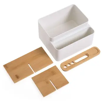 

Simple Japan Style Detachable Desktop Storage Box For Remote Control Mobile Phone Makeup Brushes Holder Organizer-White