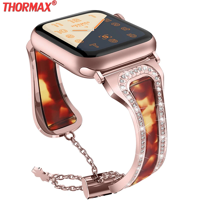 Алмазный ремешок для часов apple watch 38, 42, 40, 44 мм iWatch 5, 4, ремешок для женщин, ремешок из нержавеющей стали, apple watch Series 3, 2, браслет
