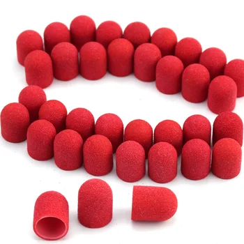 

50pcs Red Pedicure Sanding Caps Nail Drill 10*15/13*19 Manicure Pedicure Milling Cutter for Pedicure Nail Art Accessories Tools
