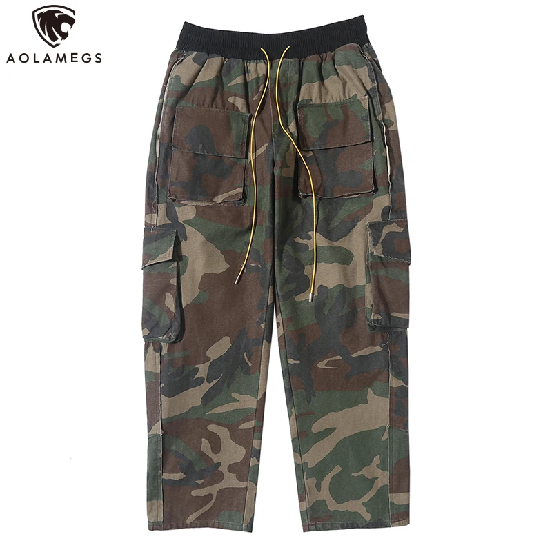 

Aolamegs Sweatpants Multi-Pocket Camouflage Cargo Pants Men High Street Drawstring Casual Joggers Trousers Fashion Streetwear