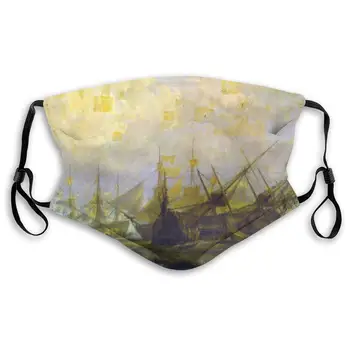 

Ship Paintings Art Washable Reusable Mask, Anti Dust Half Face Mouth Mask For Kids Teens Men Women With Adjustable Ear Loops