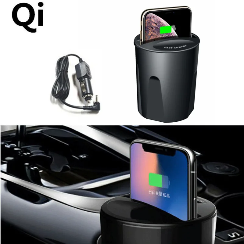 Автомобильное зарядное устройство для samsung iPhone X USB Быстрый QI беспроводной зарядный держатель черный
