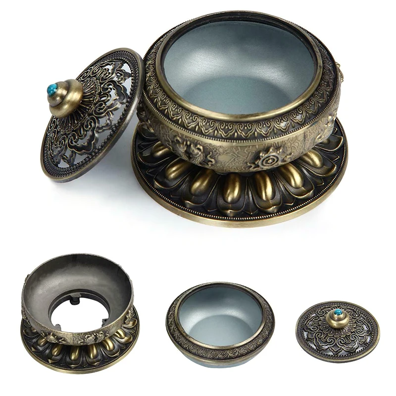 Zerodis Bruciatore Incenso A Forma Di Loto Vintage In Lega, 7x5cm, Portaconigli Per Coni, Decorazione Artigianale Cinese - 3
