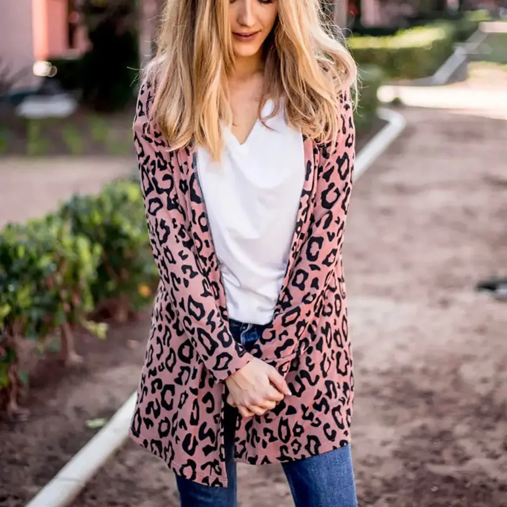 2019fashion Womens Spring Leopard Camouflage Kimono Cardigan Open Front Boho Camo Long Sleeve Coat Jacket Top#3 |