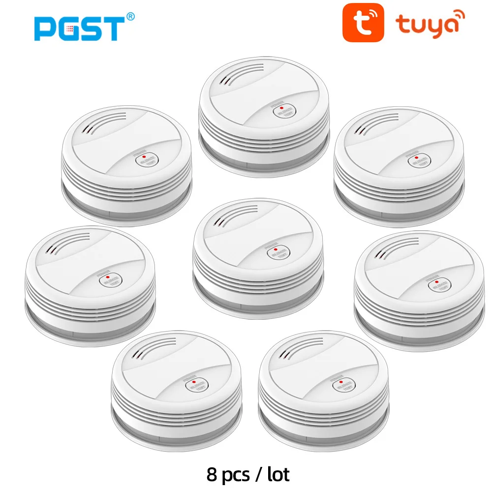 PGST PA443 WiFi Smoke Detector Alarm System Smokehouse Firefighters for Home Fire Protection Tuya Smart Life