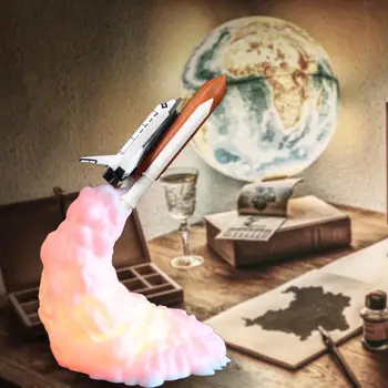 

3D Print Space Shuttle Night Lamp Rechargeable USB Health and Environmental Protection Rocket Light for Bedroom Decor
