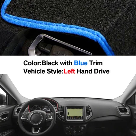 LHD Blue Крышка приборной панели автомобиля коврик ковровое покрытие зонт для Jeep Compass Jeepcompass dashmatt Pad Dash коврик - Название цвета: LHD Blue