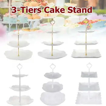 

3 Tier Cake Stand Afternoon Tea Wedding Plates Party Tableware New Bakeware Plastic Tray Display Rack Cake Decorating Tools