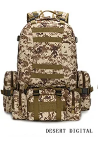 desert digi Военный Рюкзак Molle, армейский полевой рюкзак для выживания, камуфляжная дорожная сумка, многофункциональный двойной наплечный ACU рюкзак 55Л большой емкости - Цвет: desert digi