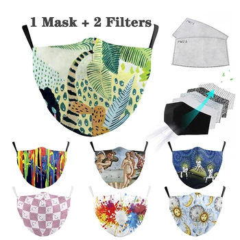 

Mask Unisex Cotton 3D Print Masks Fashion Reusable Facemask with Filter Breathable Anti Dustproof Mouth Cover Washable Face Mask