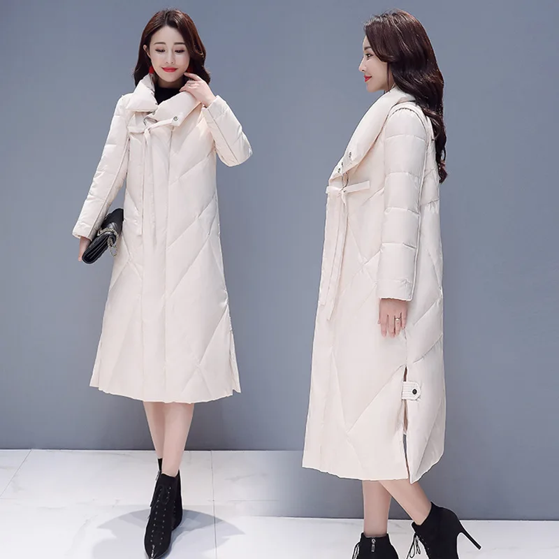 

Cotton-padded Clothes Women's Mid-length 2018 Winter New Style Korean-style Coat Loose-Fit Slimming over-the-Knee down Jacket Co