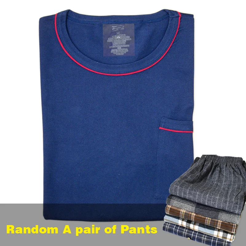 Blue pajamas sets Осенняя пижама из хлопка, Мужская простая пижама с длинным рукавом, повседневные клетчатые брюки, Качественная мужская домашняя одежда, большие размеры XXL 100 кг - Цвет: Blue pajamas sets