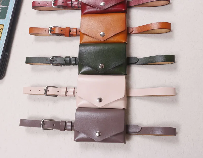 Solid Cow Leather WOmen Mini Fanny Packs Genuine Leather Lipstick Money Waist Packs Female Plus Size Waist Belt WIth Bag