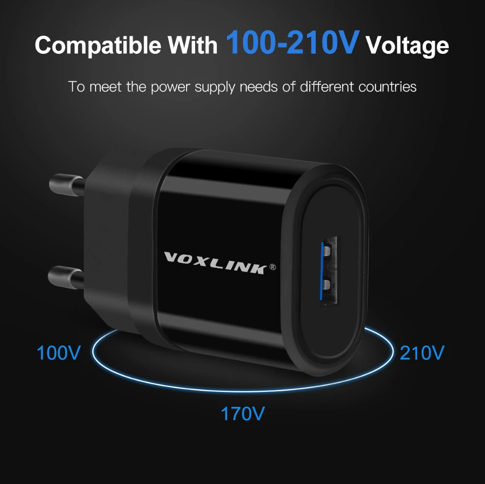 VOXLINK USB зарядное устройство адаптер 1 порт для iPhone 5V 2.1A настенное/дорожное