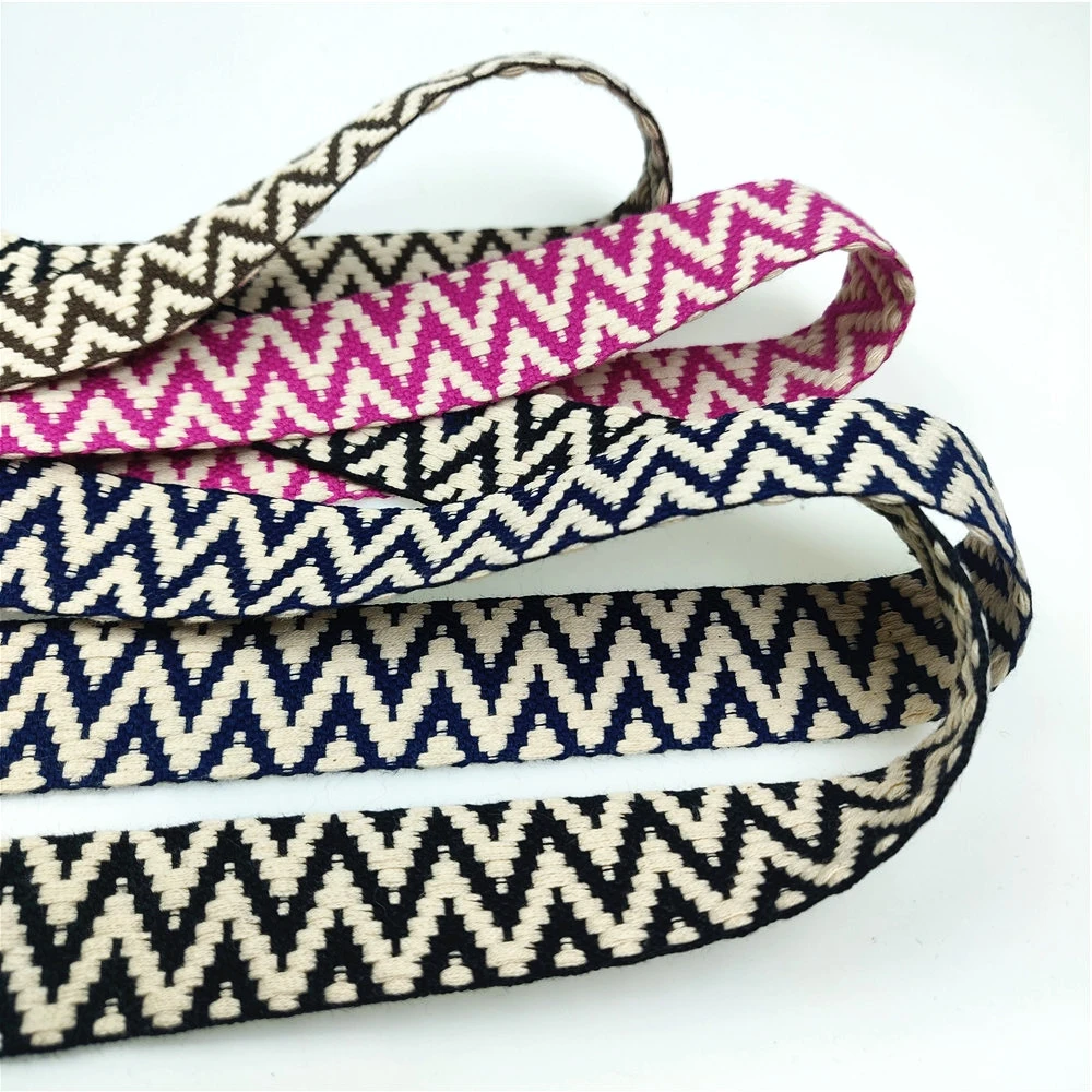 Webbing Ribbon Soft Cotton Webbing 30MM Width Wave Ethnic Woven Retro Customs Cotton Thread Ribbon Sewing Garment Bag Straps 1 Yard
