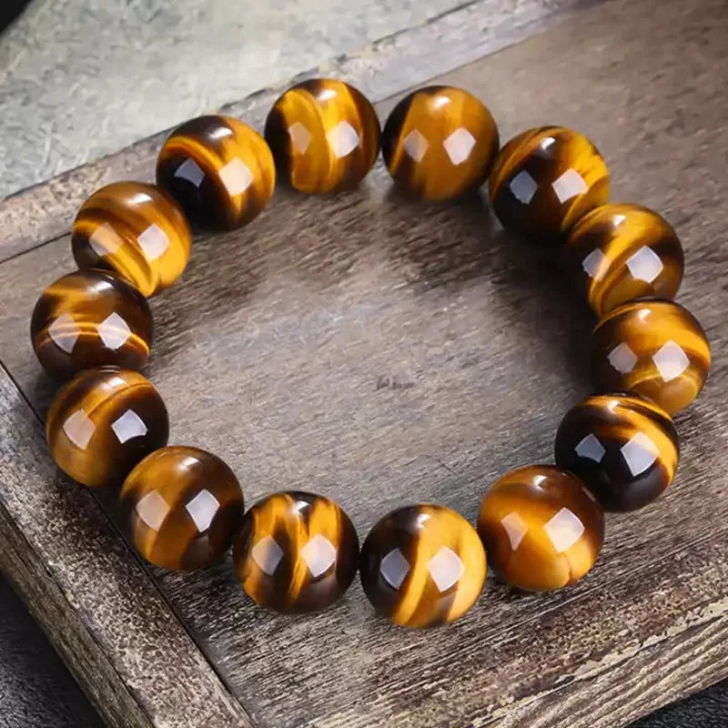 Fashion Tiger Eye Bracelets Men 5A 20mm Nature Beads Bracelets for Women Natural Stone Braslet For Man Handmade Jewelry Pulseras - Image 4