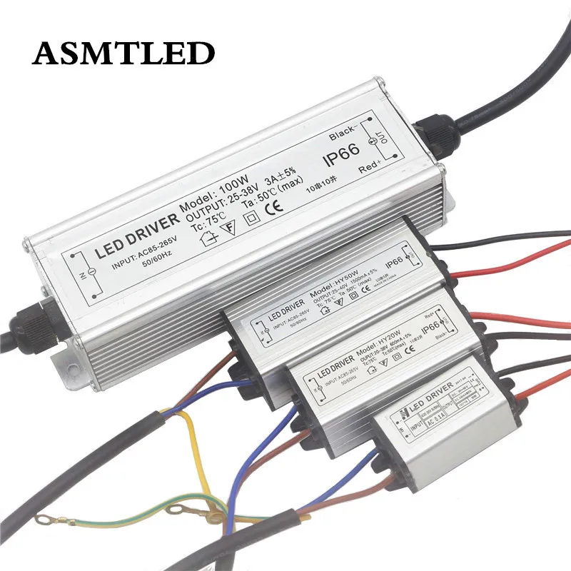 

LED Driver 10W 20W 30W 50W 100W 300mA 600mA 900mA 1500mA Waterproof IP66 Lighting Transformers for DIY Lamp Power Supply