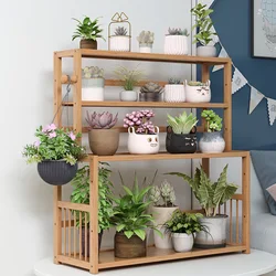 Support Simple pour plantes en bambou, étagère à fleurs, pour la maison, le bureau, la cuisine, présentoir de rangement multicouche pour jardinières 