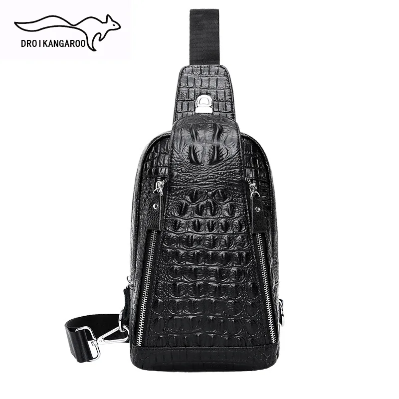 

2019 New Style Crocodile Pattern Men Chest Pack Korean-style Casual Single-shoulder Crossbody Bag First Layer MEN'S Real-leather