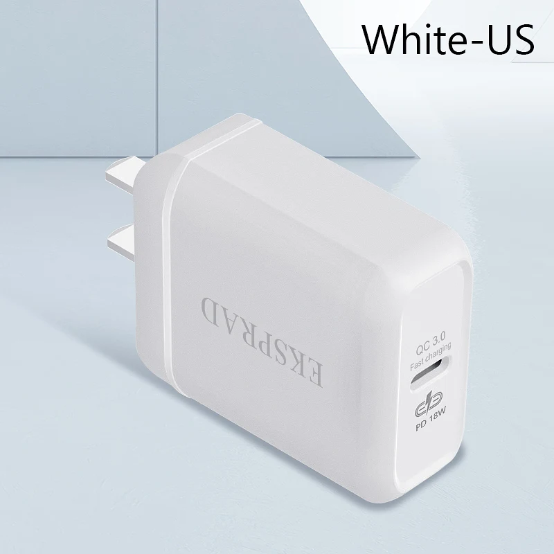 EKSPRAD PD зарядное устройство 18 Вт QC3.0 usb type C быстрое зарядное устройство для iPhone 11 11Pro X Xs 8 Xiaomi samsung Phone USB C PD зарядное устройство US/EU