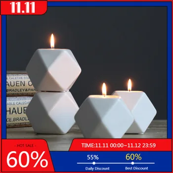 

Retro Ceramic Candle Holders Geometric Candlestick Wedding Party Candle Stand Wedding Table Centerpieces Home Decorations Crafts