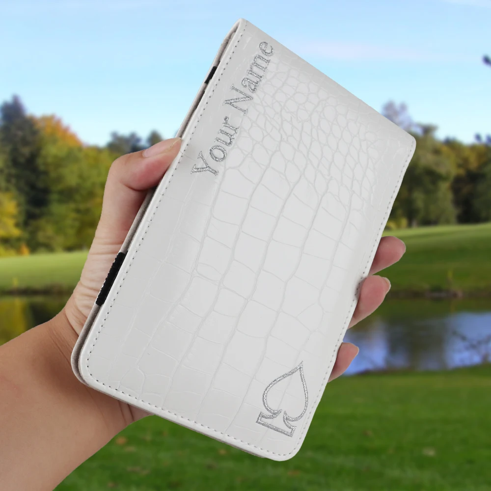 Держатель карты для гольфа, кожаный чехол для книг, именной подарок ручной работы