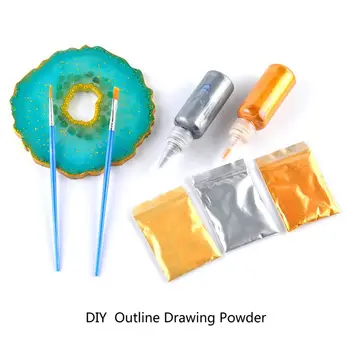 

Metallic Resin Art Pigment Outline Drawing Paste Golden Powder Colorant Resin Dye Coaster Outline Paint Jewelry Making