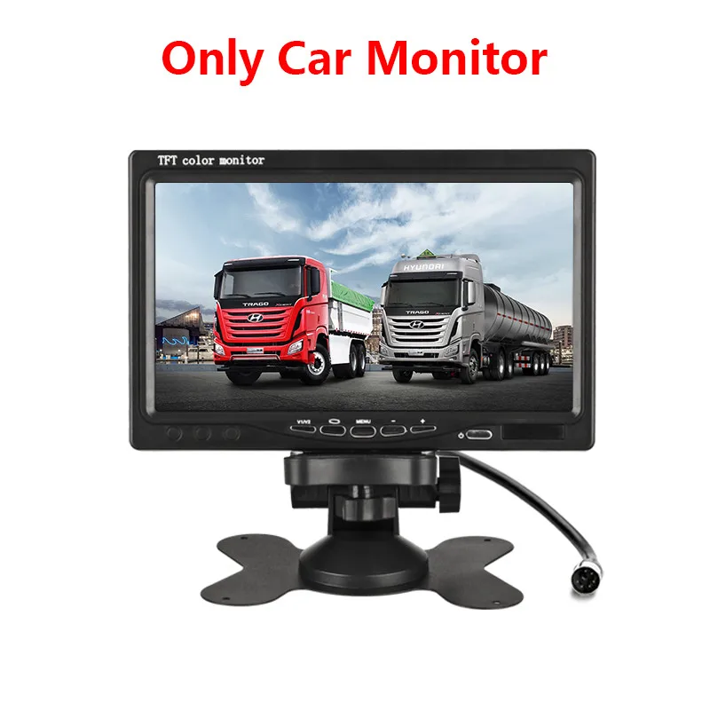 Only Car Monitor Jansite 7 ''HD автомобильный монитор заднего вида камеры авиации голова Водонепроницаемый камеры 4 pin экскаватор комбайн грузовик 12-24V обратный iamge - Название цвета: Only Car Monitor