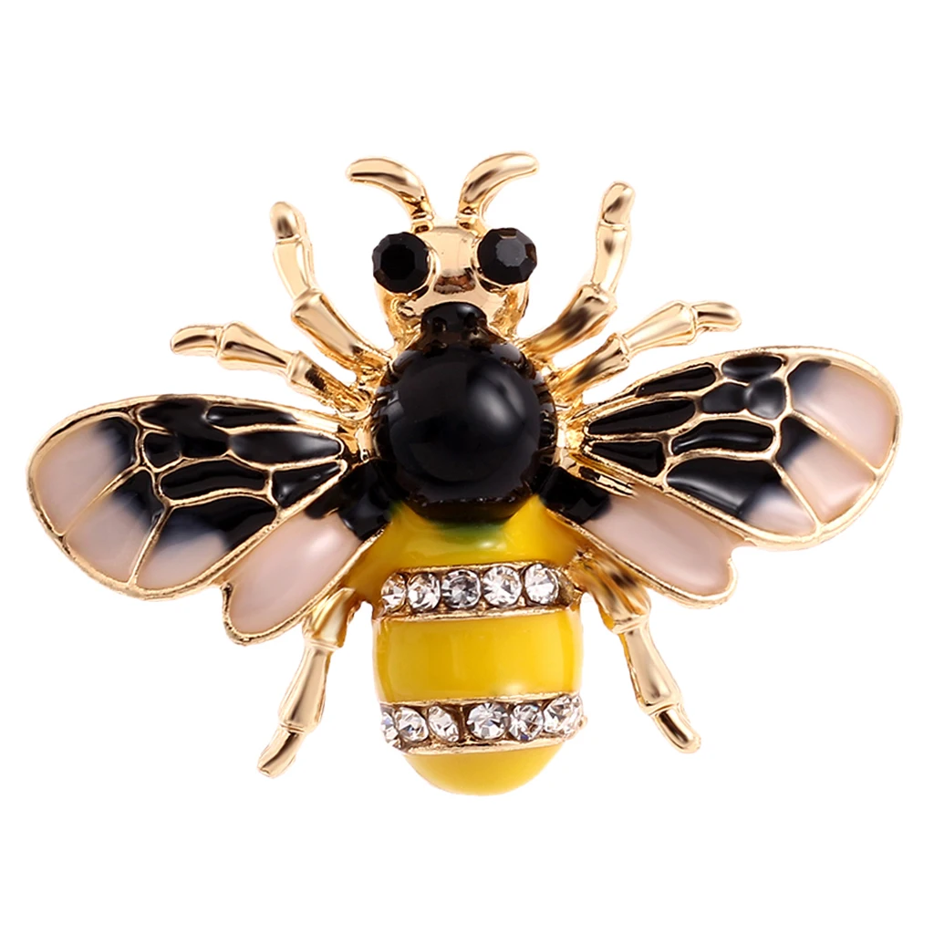 Women Ladies Vintage Chic Enamel Rhinestone Bumble Bee Brooch Pin Costume Badge Jewellery Gift