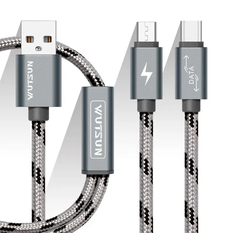 1,5 м 2 в 1 usb-Type C Micro USB зарядный провод отдельный usb C нейлоновая оплетка Кабель для передачи данных для Android мобильного телефона планшета Powerba