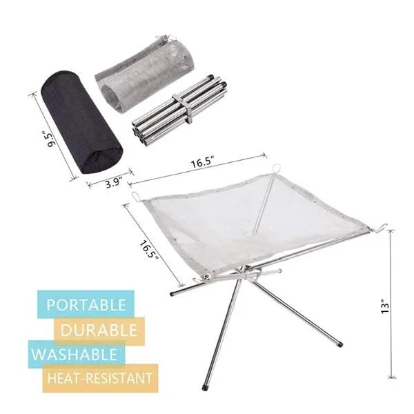 Portable Contractile BBQ Holder Rack Outdoor Portable Fire Rack Folding