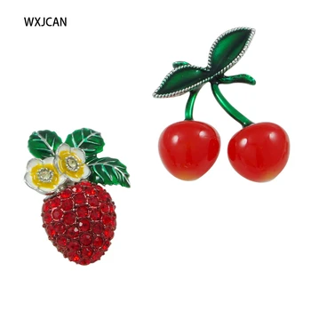 

5 styles fruit cherry enamel brooch women girl WXJCAN