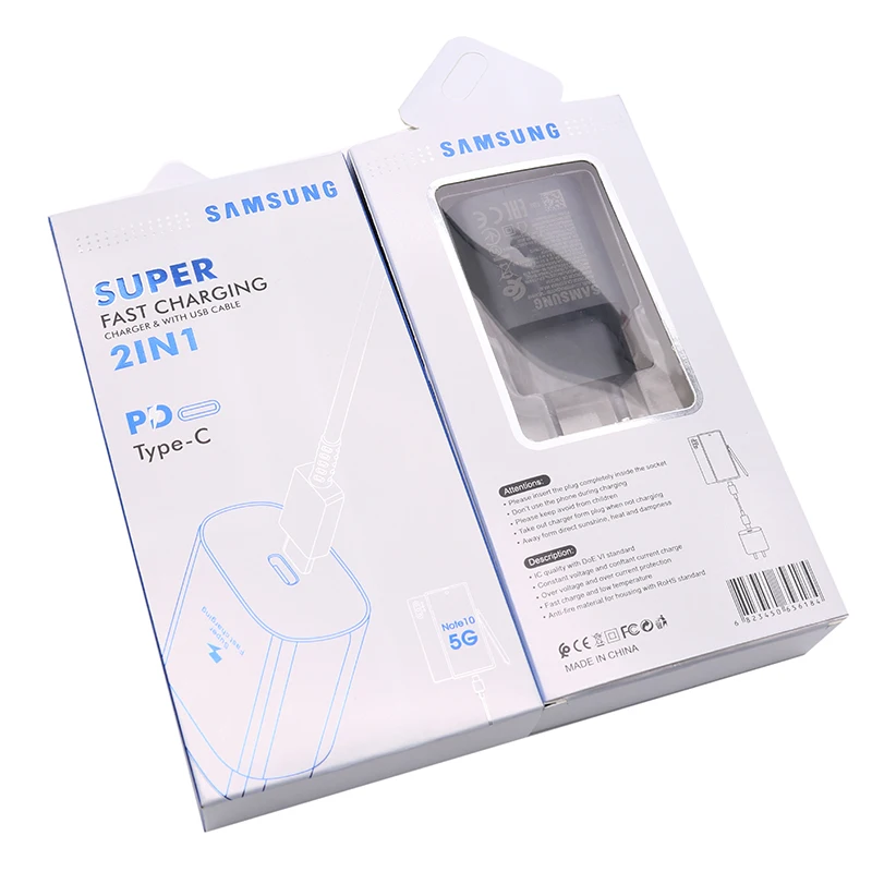 For Samsung S21 Note 20 10 A70 Super Fast Charger Cargador 25W EU Power Adapter For Galaxy Note20 S20 A90 A80 S10 5G TypeC Cable powerbank quick charge 3.0