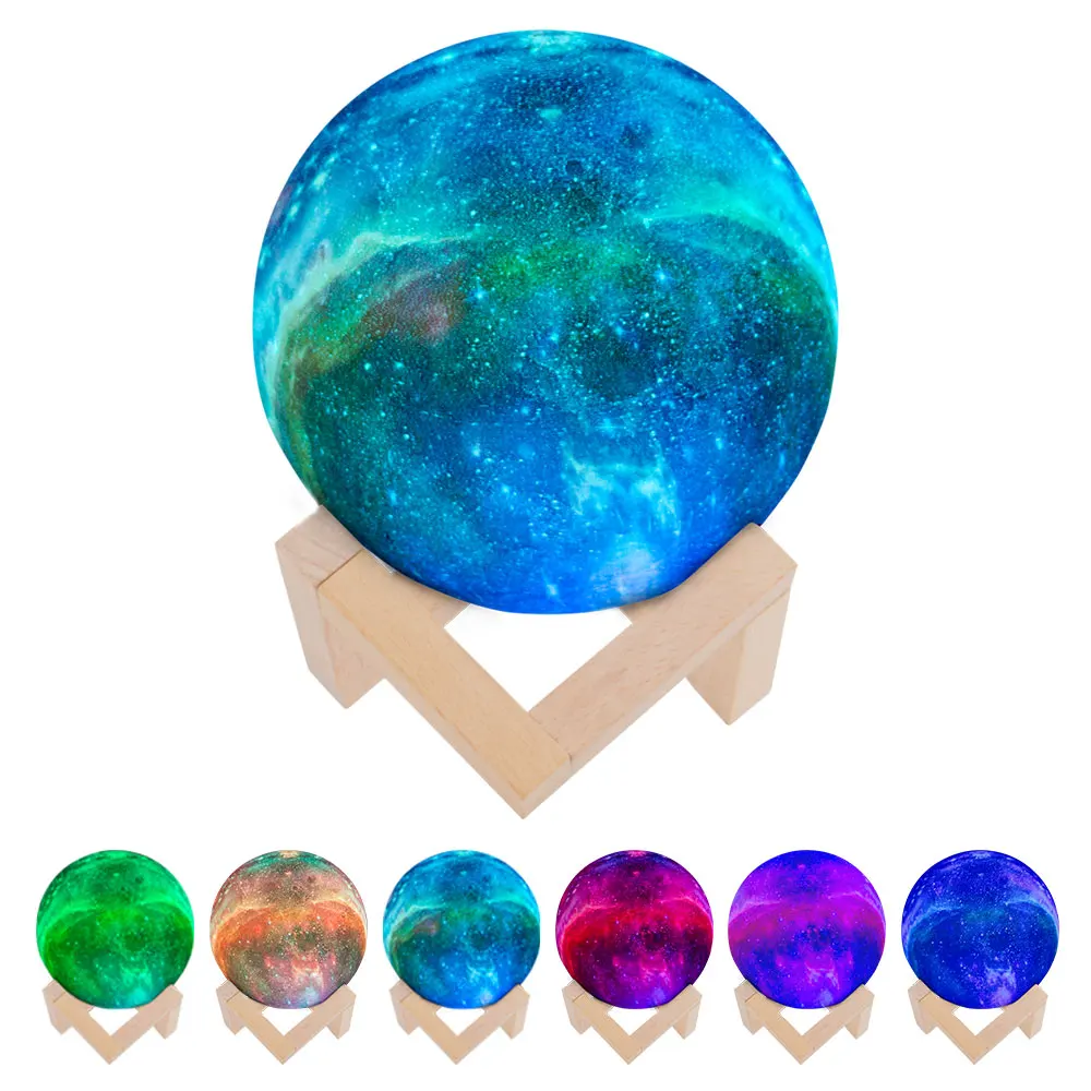 

15CM 3D Print Moon led night light for children Rechargeable with Remote Control Night Lampe Bedside Night Light Novelty Gift DA