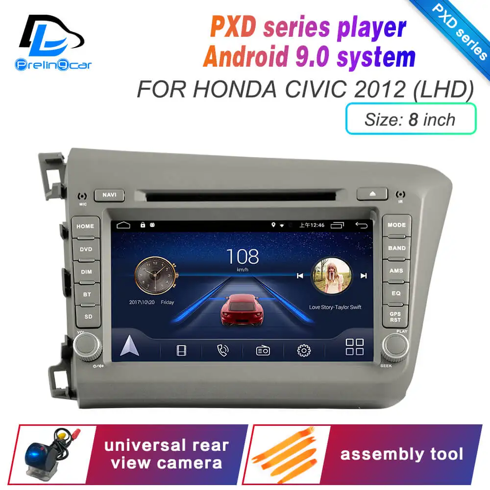 Android 9,0 DSP 4G Lte мультимедийный dvd-плеер для HONDA civic 2012 лет подголовник монитор Радио Стерео навигационная система - Цвет: PXD  L 2012 civic