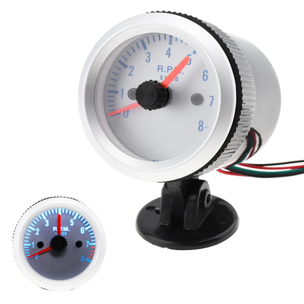 08000RPM 2" 52mm Universal High Quality Durable Blue Light Tachometer