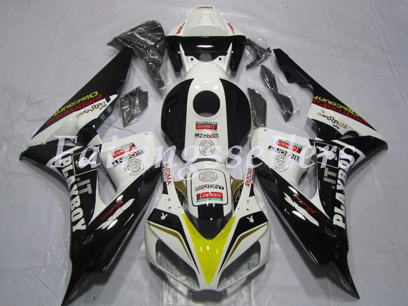 Black White Yellow Литьевая Форма ABS Полный комплект обтекателя Подходит для Honda CBR1000RR 06 07 2006 2007 1000RR Обтекатели зеленый красный черный - Цвет: Black White Yellow